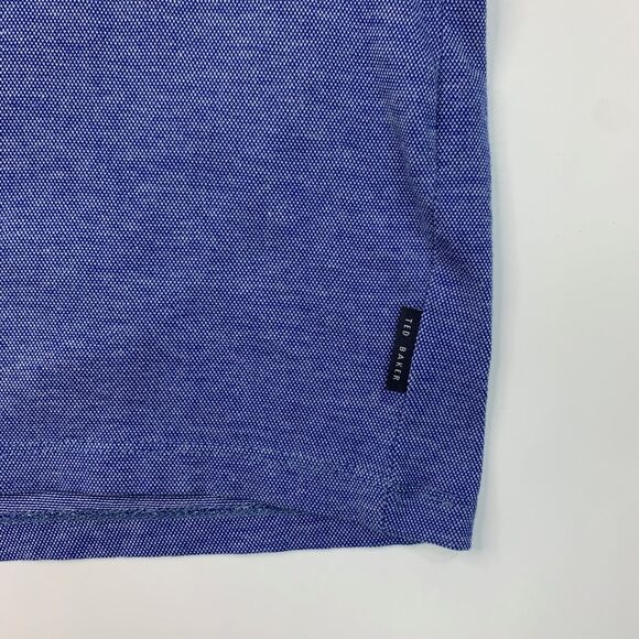 Ted Baker Polo Shirt Mens 4 (US M) SLIM Ocean Heather Cotton Chest Pocket Golf - Picture 3 of 11